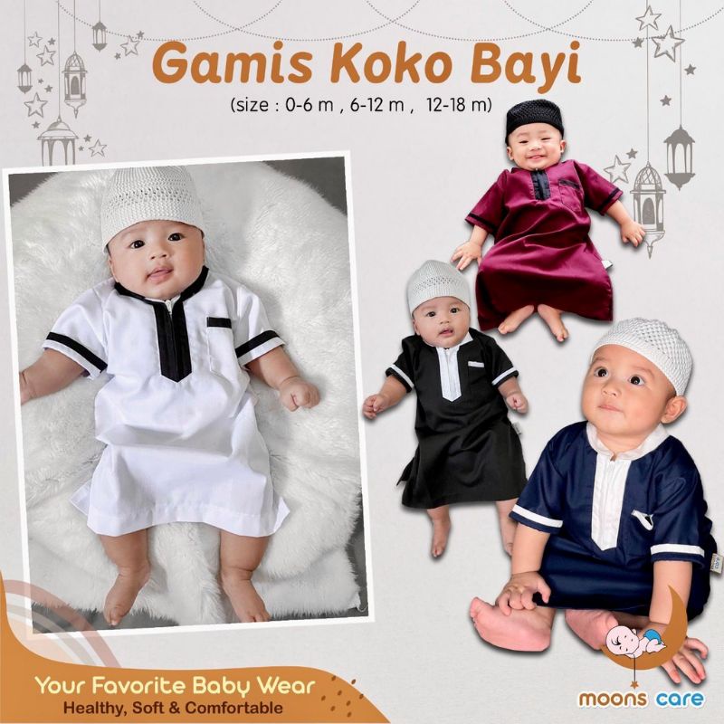 (BONUS PECI BAYI) Baju Gamis Koko bayi Kurta bayi Baju gamis Jubah Baju Muslim Model Gamis Koko Bayi Laki-Laki Turki Pakistan