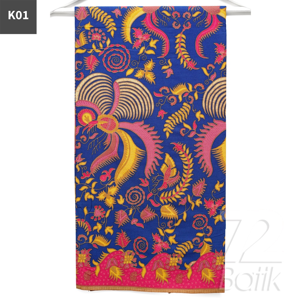 KAIN BATIK PREMIUM Bahan Katun Motif Burung Titan Warna Biru 722101 Cap 72 Jarik Jarit Samping Kebat Panjang Batik Katun Modern Premium Bahan Seragam Batik Pernikahan Kantor Keluarga Murah Kamen Jadi Batik Bali Lembaran