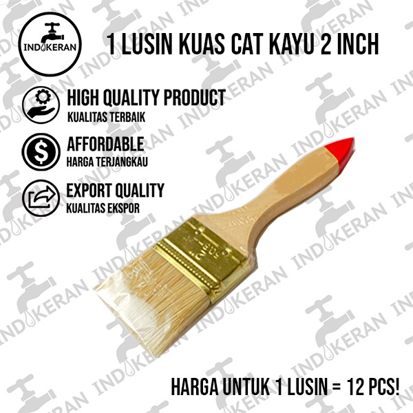 INDOKERAN - 2 Inch - Grosir Lusin Kuas Cat Gagang Kayu - High Quality