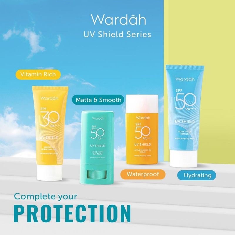 Wardah Sunscreen Gel SPF 30 UV Shield Active Protection Serum SPF 50 Aqua Fresh Essence STICK STIK