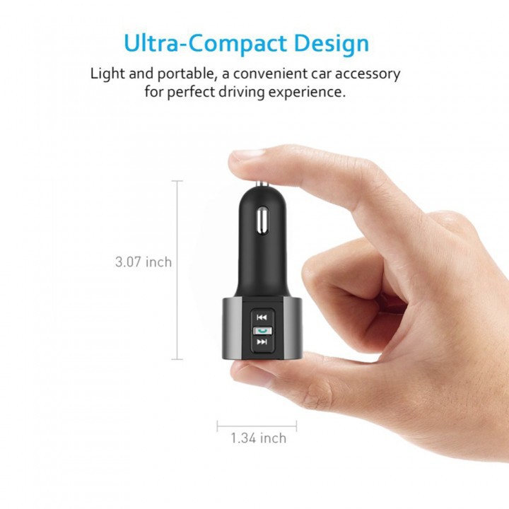 BT56 - Bluetooth Car Kit FM Transmitter QC3.0 3.4A Dual USB Charger