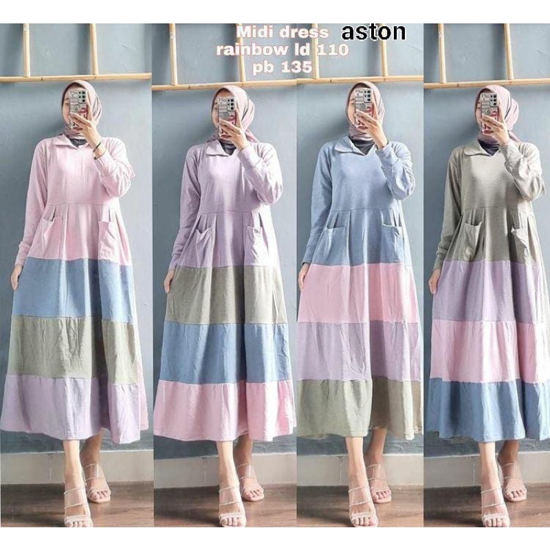 GAMIS MIDI DRESS ASTON RAINBOW KAOS