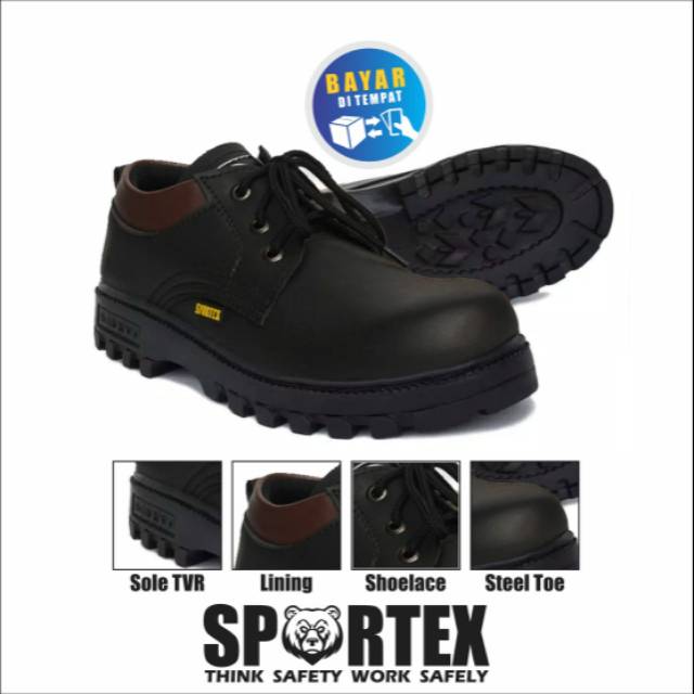 sepatu safety ujung besi kulit SINTETIS type pendek PRIA from SPORTEX