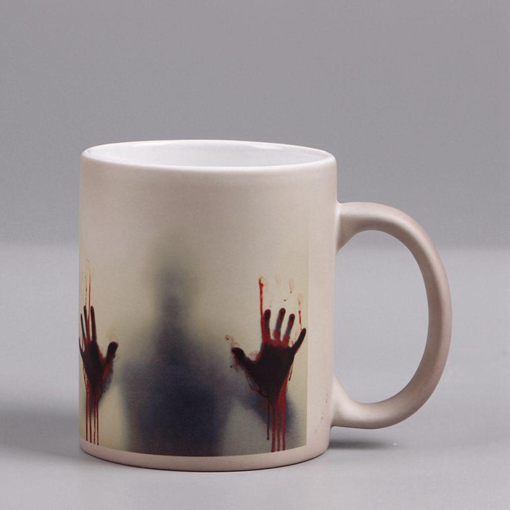 Lanfy Mug Kopi Horror Thermochromic Dekorasi Halloween Peka Panas Berubah Warna Perlengkapan Minum Novelty