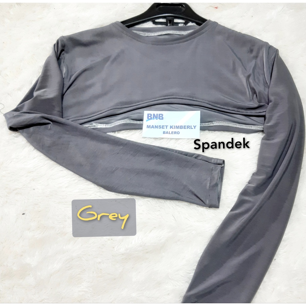 Manset Kimberly Hansock Spandek Jersey Manset Sambung Balero Baju Manset Lengan Panjang Terbaru Size Fit XL Seri Hitam-grey