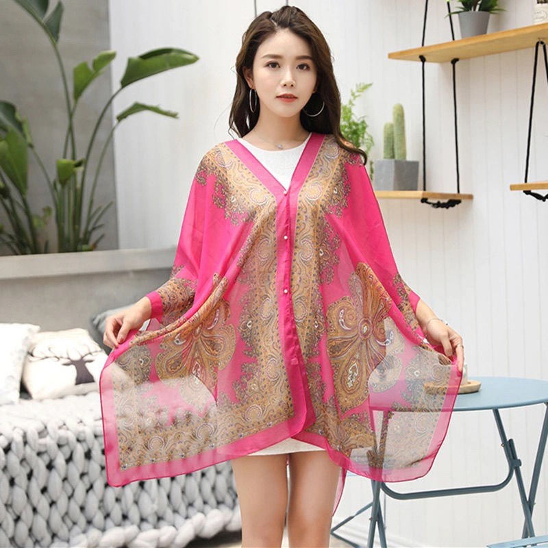 Scraft Outer Syal Selendang Pelindung Dari Sinar Matahari / Fashion Wanita / Outer Jalna-jalan Ke Pantai / Bahan Lembut dan Halus