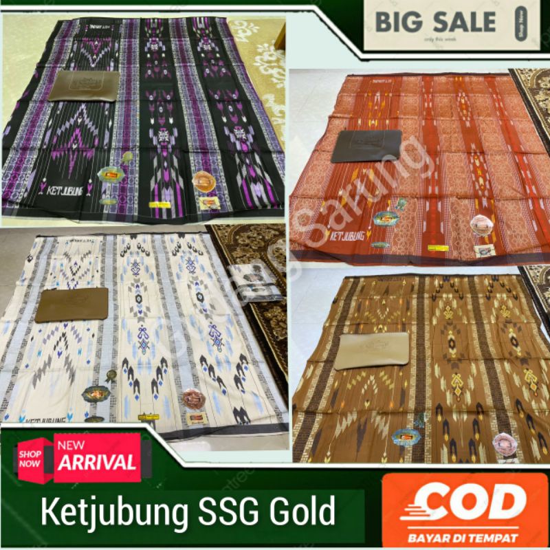 √ 𝐂𝐎𝐃 Sarung Ketjubung SSG Sutra RED (Gold)