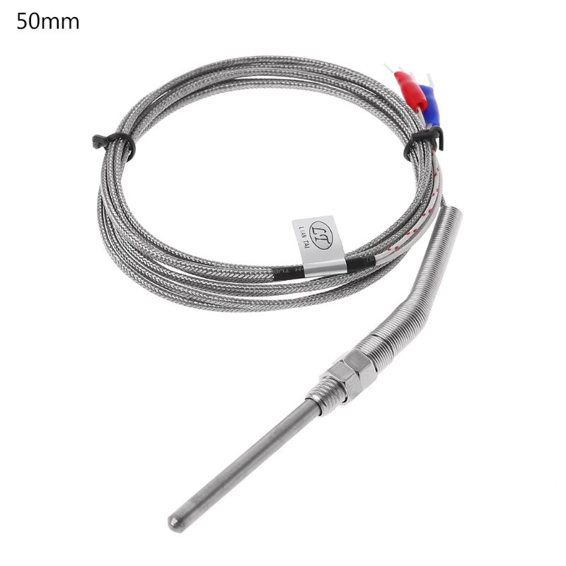 Sensor Suhu Thermocouple Tipe K Bahan Stainless Steel Ukuran 2m 50mm / 100mm / 150mm / 200mm 0-400 ° C