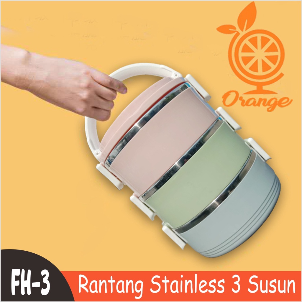 Rantang 5 Susun rantang serbaguna Bulat Polos Lunch Box Plastik Dan Stainless - DR88