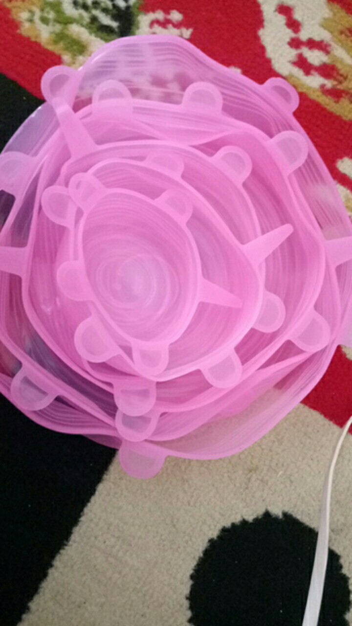 6pcs / Set Penutup Mangkuk / Wadah Makanan Dengan Bahan Silikon Elastis Variasi 3 Warna