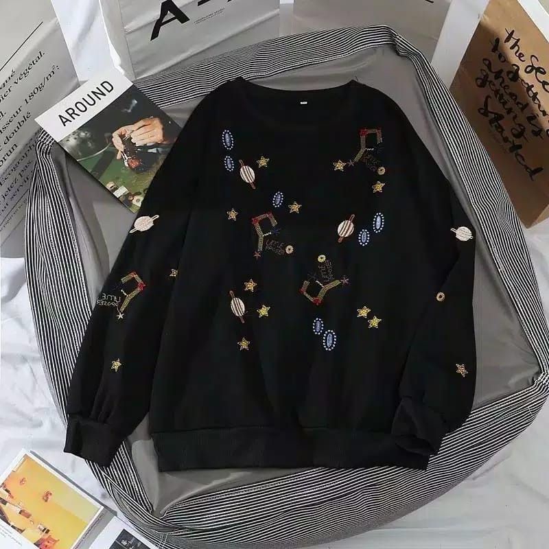 Sweater Wanita Basic Oversize | Galaxy Star Sweater Style Korean | Sweater Size M.L.XL Blouse