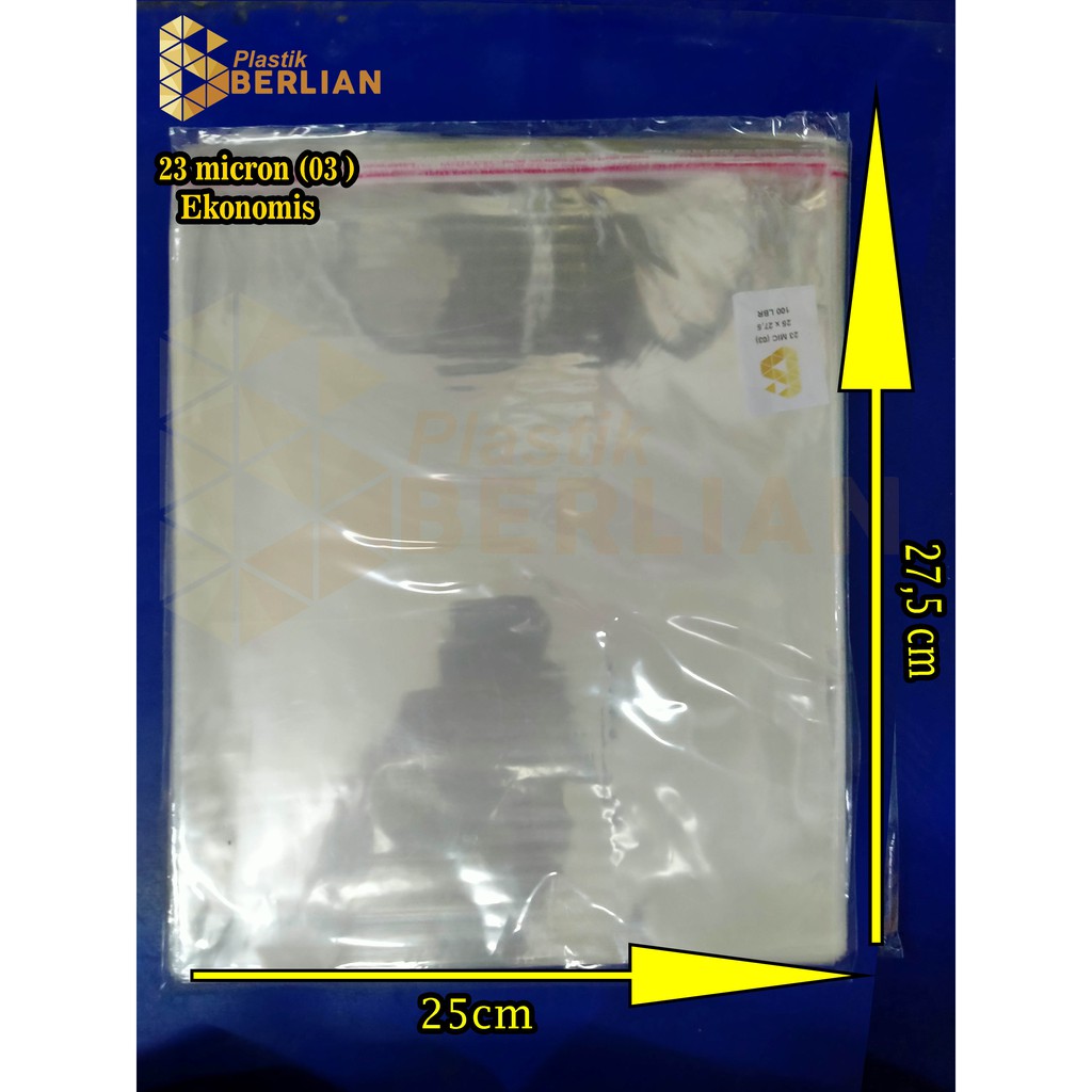 

25 x 27,5 cm Plastik OPP EKONOMIS 23micron (100 lbr) (lem/seal)