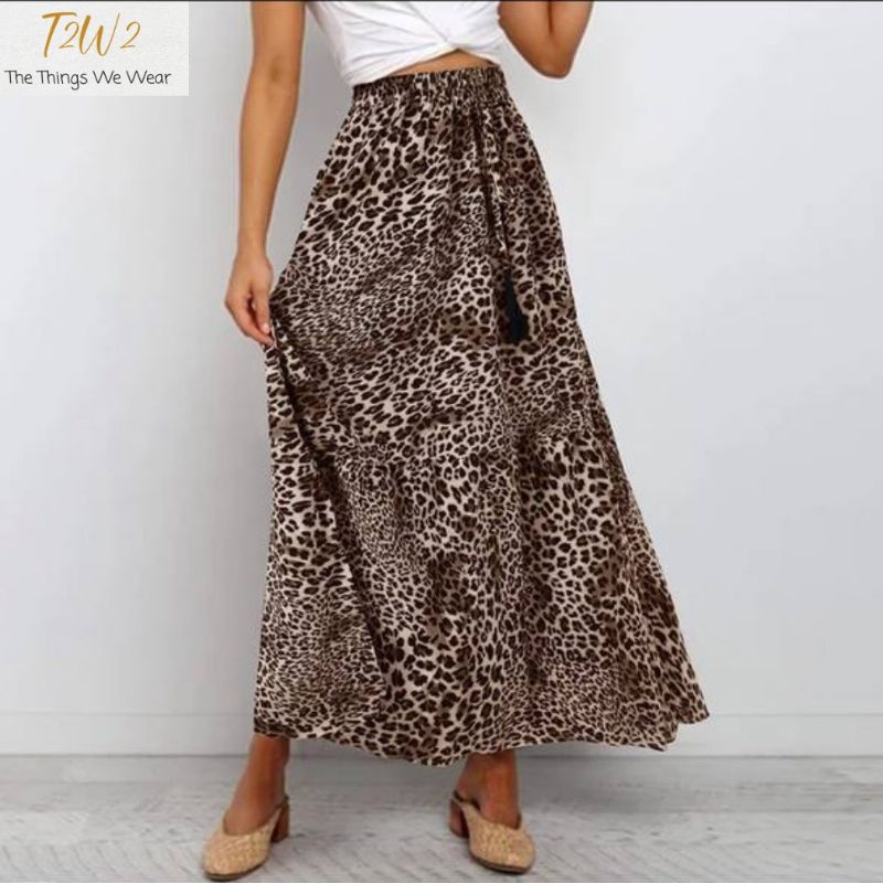 Rok Maxi Motif Macan / Long Skirt Leopard / Rok Panjang /Celana macan/ Atasan macan/ Bahan Impor Kor