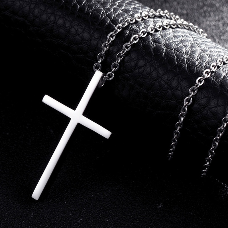 Titanium Steel Cross Pendant Necklace for Men Women Minimalist Jewelry Male Female Prayer Necklaces
