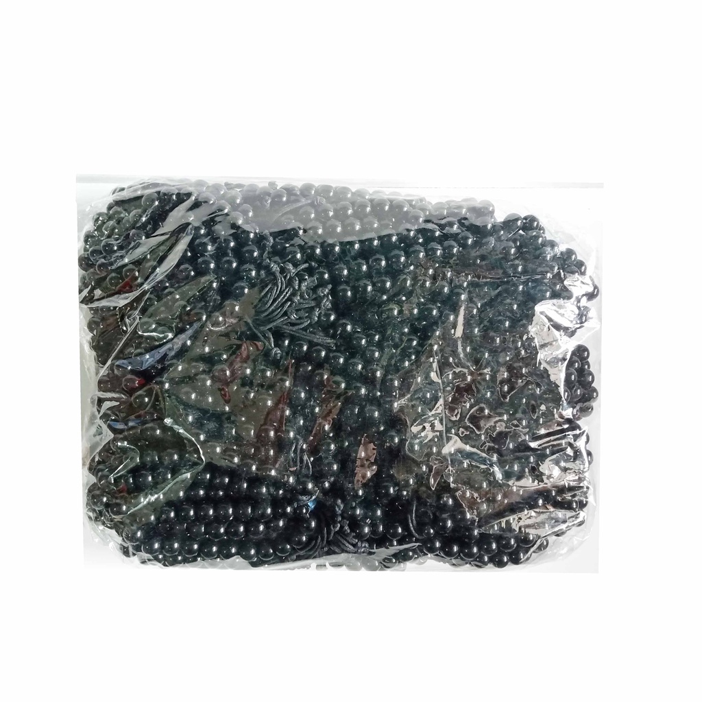 1 Gross (144 Pcs) Gelang Tangan Batu Libat Limbat Bulat Hitam Ukuran Large