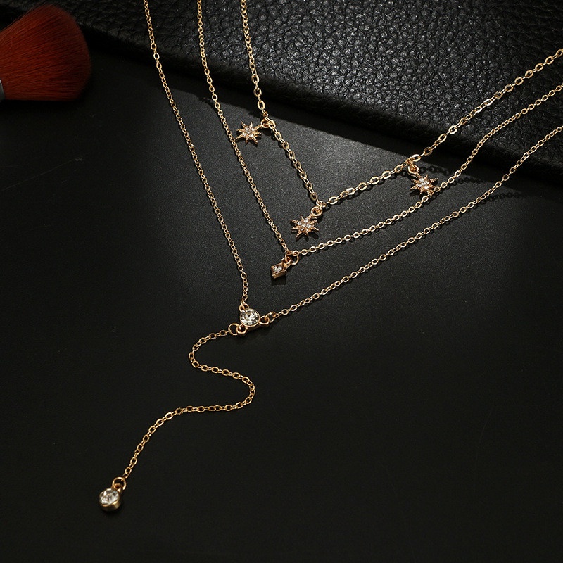 Set Kalung Rantai Multilayer Bentuk Y Untuk Wanita