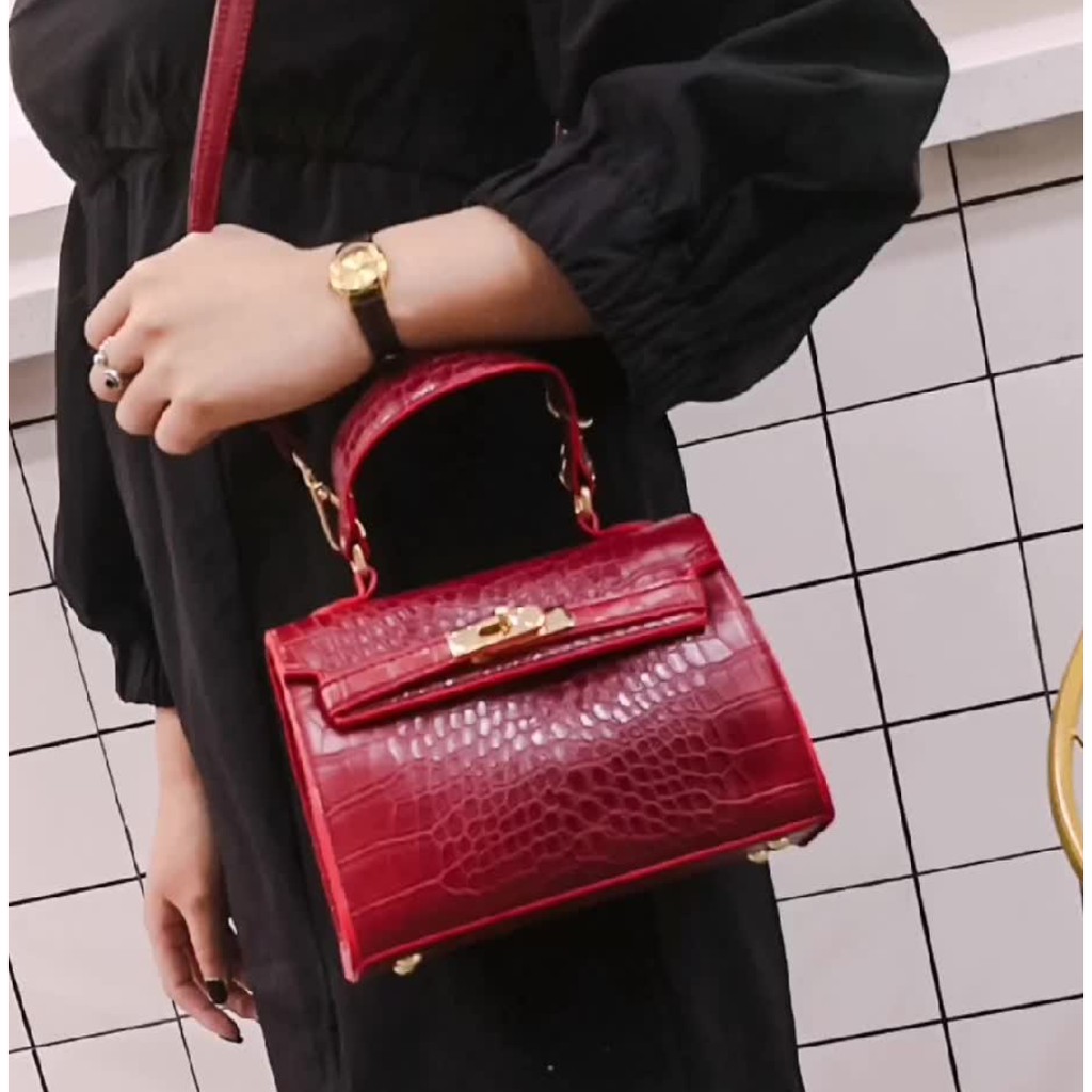 MBELLASHOP - 7871 - TAS BATAM - TAS IMPORT - TAS PESTA MURAH - TAS TANGAN CROCO PU - HANDBAG WANITA.