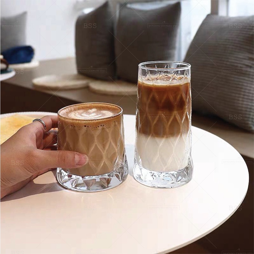 Glass Coffee Gelas Kaca Kopi Frappuccino Nordik Eropa Unik Dessert Cangkir Lucu Cantik Elegan