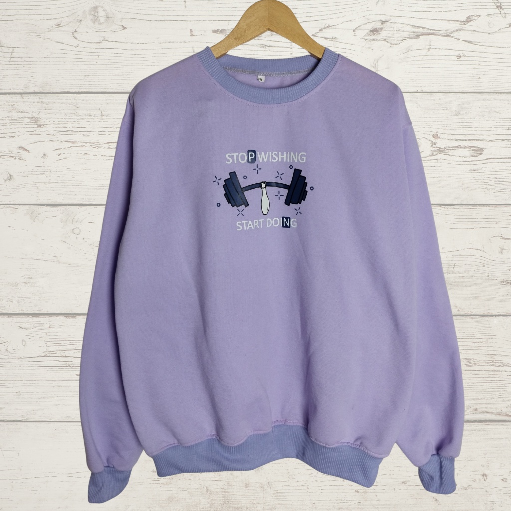 sweater oversize wanita | Sweater Stop Wishing | FLECEE | LILAC