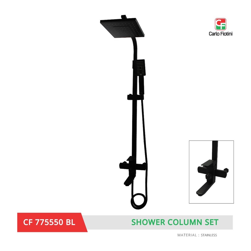 Shower Tiang Column Kotak/Shower Set Panas Dingin Stainless SUS 304 Hitam/Black