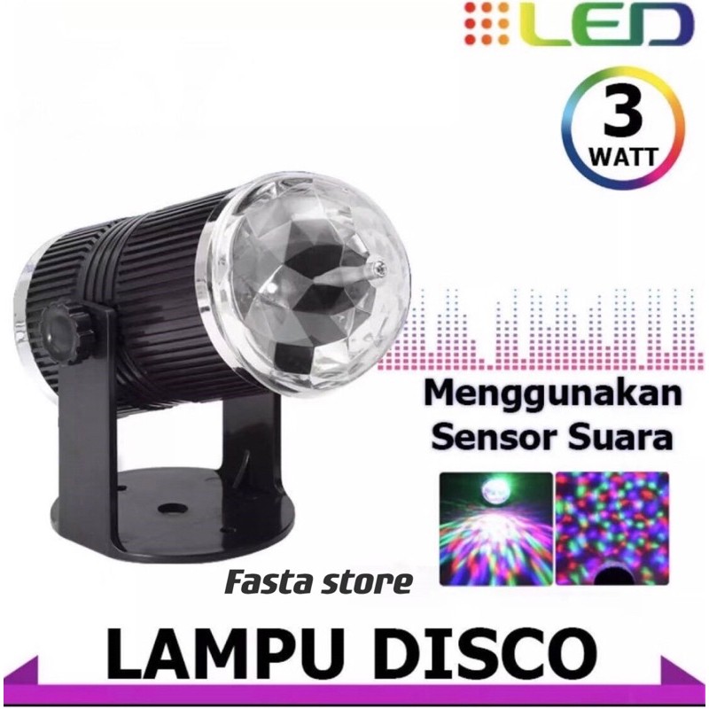 Lampu Disco LED Full Color Sensor Suara Rotating Lamp Party Light LED Mini Lampu Disko Lampu Berputar