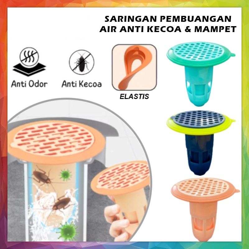 Saringan Penutup Lubang Pembuangan Air Kamar Mandi / Penyaring Kotoran Saluran Wastafel Anti Mampet Drainase Lantai Toilet Anti Bau