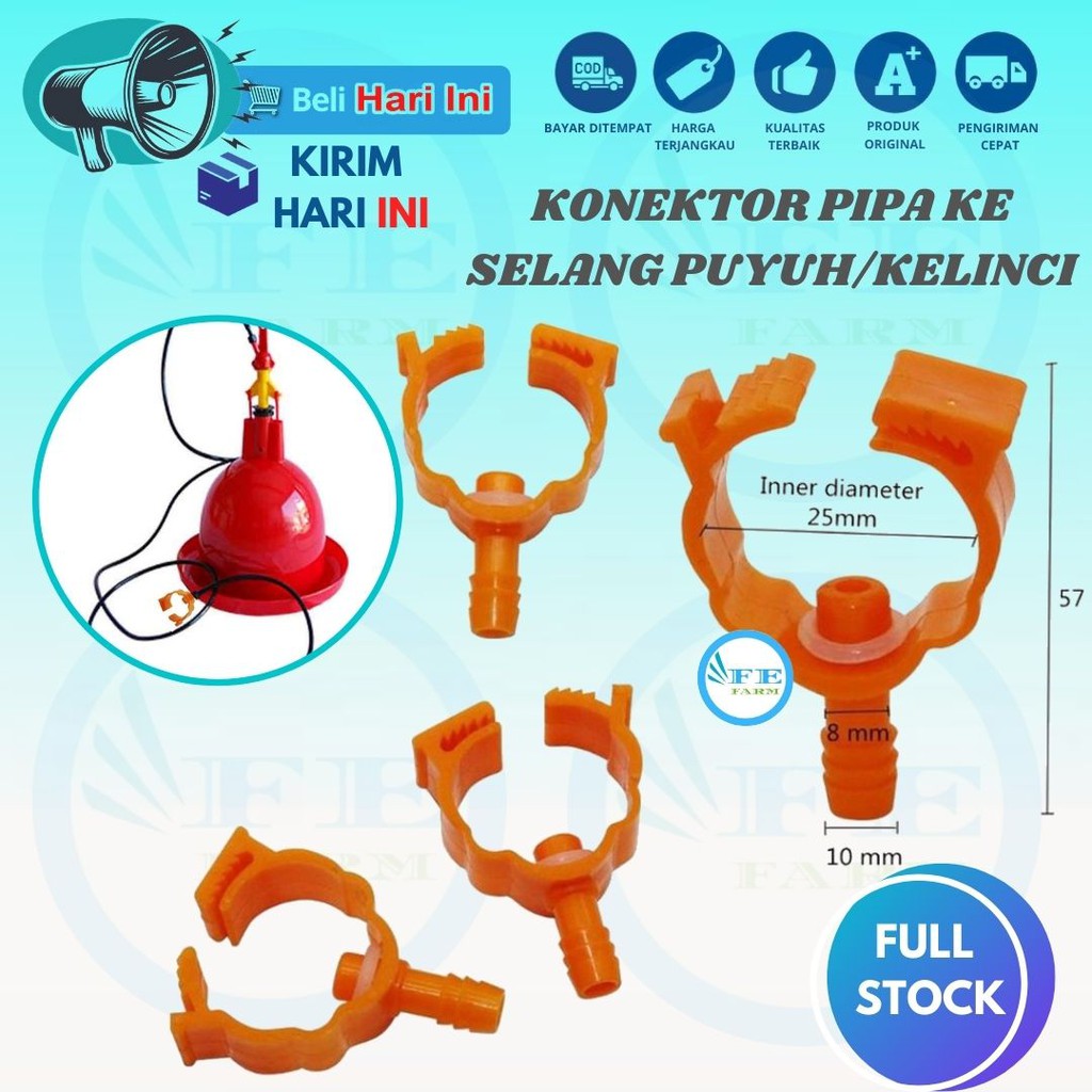 Sadle Connector TMO Konektor Pipa Menuju Selang Air Nipple Drinker Ayam Puyuh FEFARM