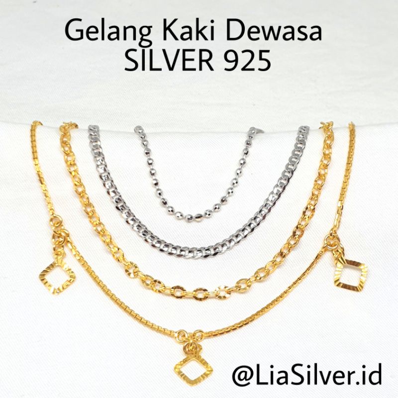 Gelang Kaki SILVER 925/ Perak Lapis Emas Putih &amp; kuning