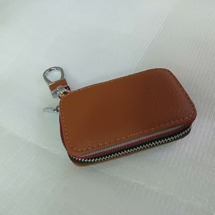 Dompet KULIT MOBIL Stnk plus + gantungan kunci logo nissan warna coklat CREAM