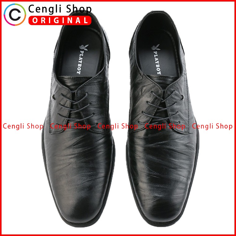 SEPATU PLAYBOY ORIGINAL PANTOFEL KULIT FORMAL PRIA TERBARU HITAM PL16