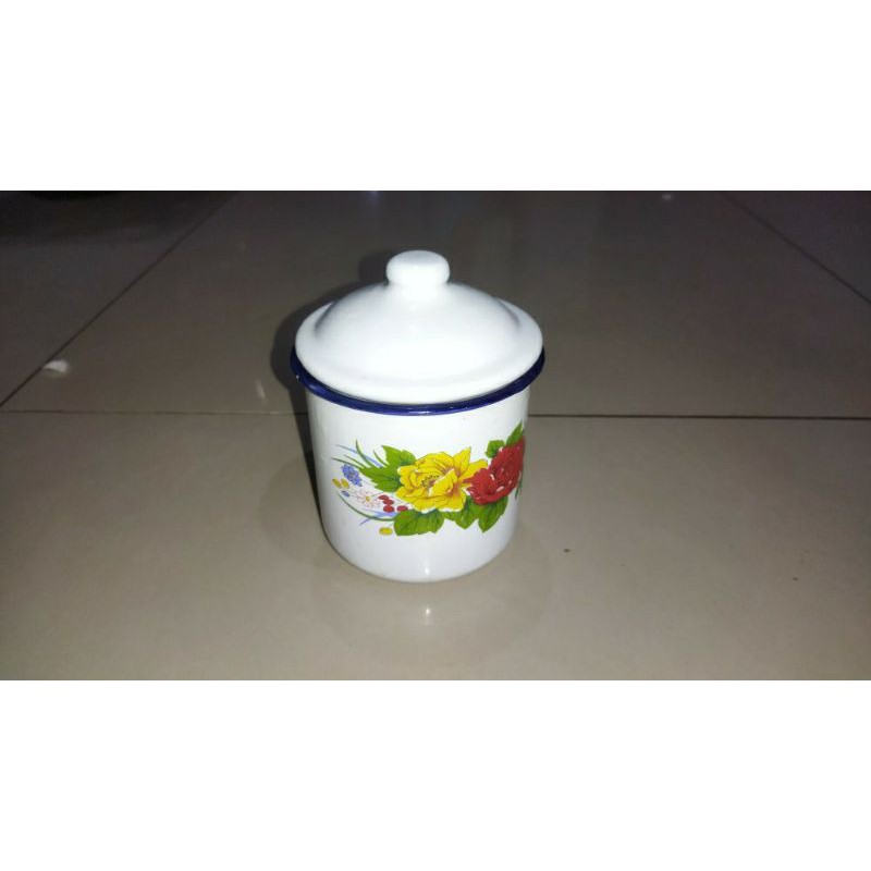 mug enamel motif bunga/gelas jadul eksotis/mug antik
