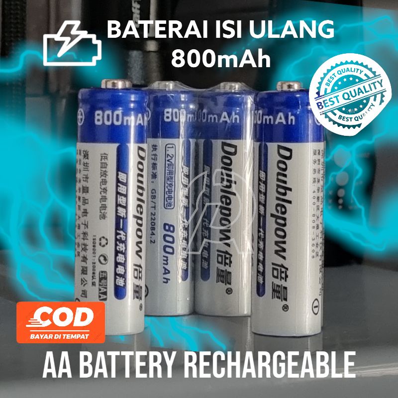 TERMURAH Baterai Cas DOUBLEPOW AA 800mAh Batrei isi Ulang Batre Rechargeable Baterei