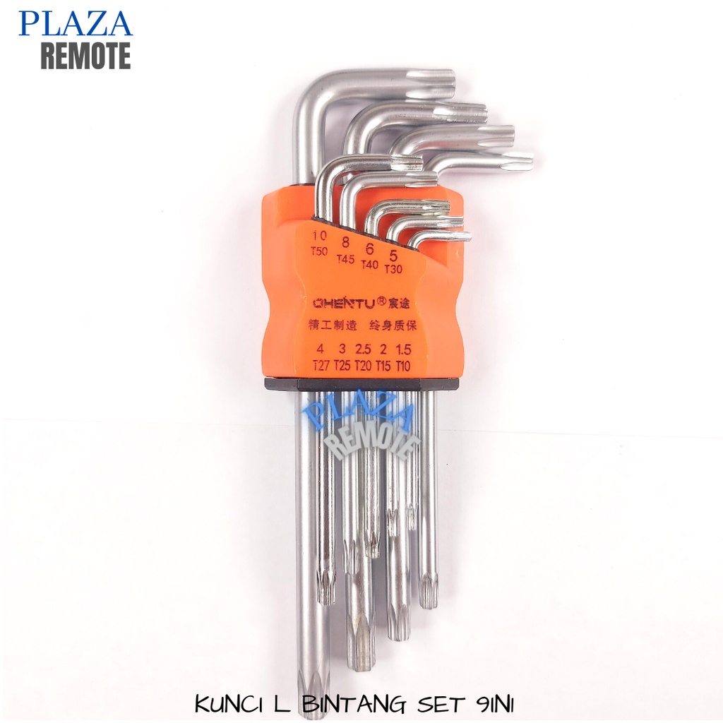 KUNCI L SET BINTANG PANJANG 1.5 - 10 MM SET 9 PC SEPEDA