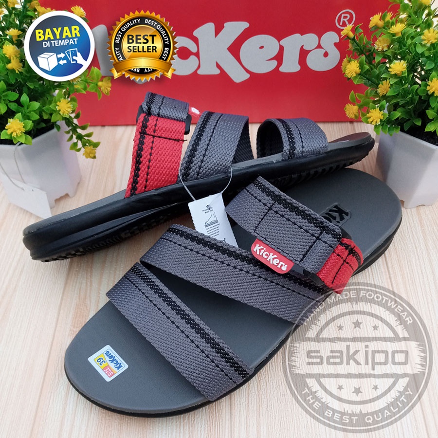 PROMO 4.4 MEGA SALE !! SANDAL PRIA DEWASA SLIDE BISBAN RING ABU KICKERS MURAH / SAKIPO