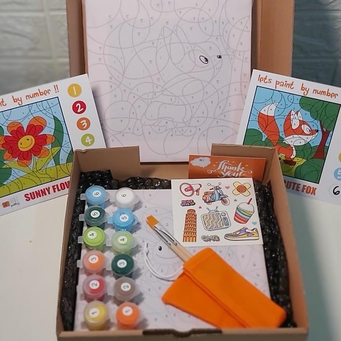

Melukis / Paint By Number Kit Set For Kids : Fox And Flower