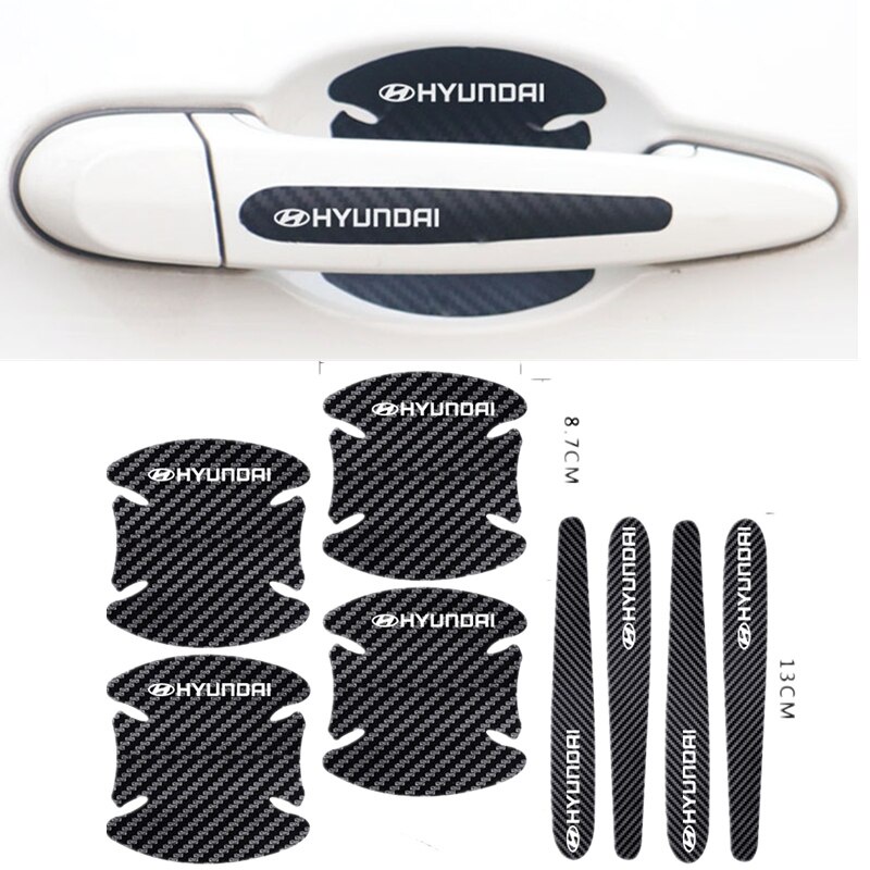 8pcs Stiker Pelindung Handle Pintu Mobil Bahan Carbon Fiber Untuk Hyundai Getz Accent Atoz I20 Avega