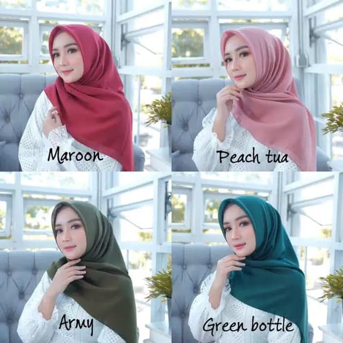 Kerudung Segiempat Polos BELLA SQUARE Hijab Pollycotton Jilbab Bela Murah Bisa COD