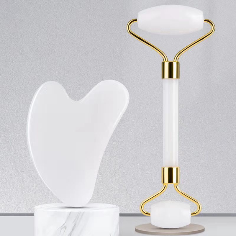 Alat Pijat Roller Batu Giok Gua sha Anti Aging Untuk Melangsingkan Wajah Wanita