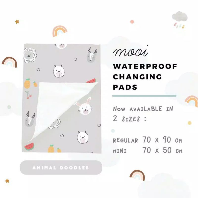 MOOI mini waterproof changing pad perlak anti ompol bayi baby newborn animal doodle original