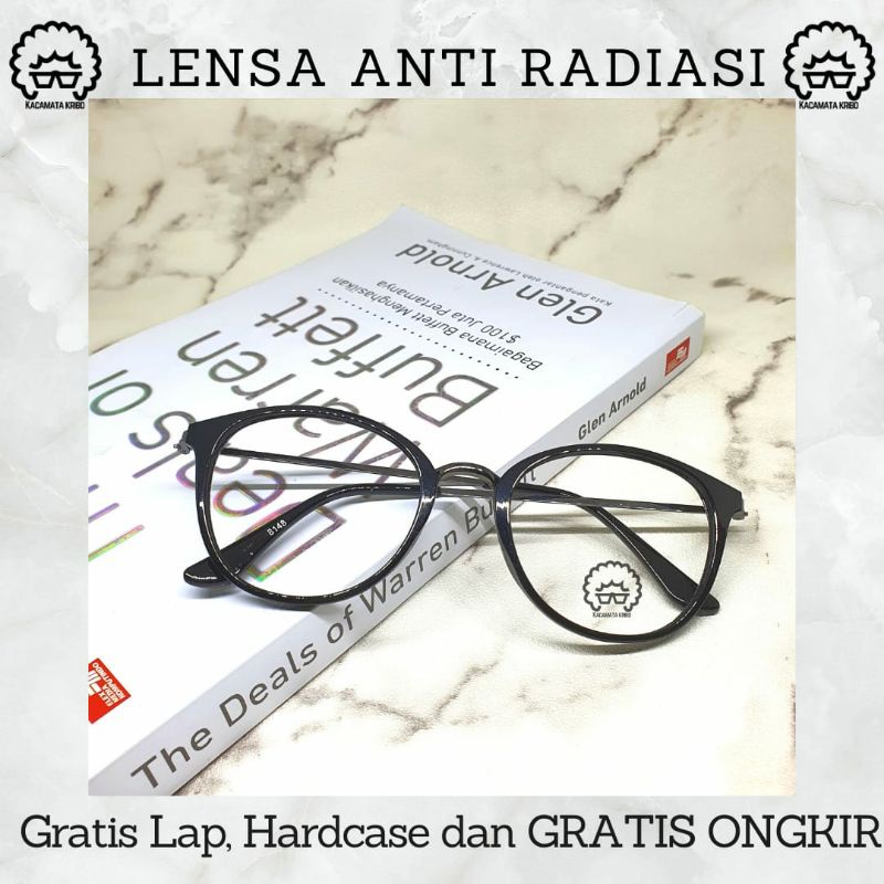 Frame Kacamata Minus Photocromic Korea Bulat Minus Anti Radiasi Blueray Pria Wanita Murah Cewek