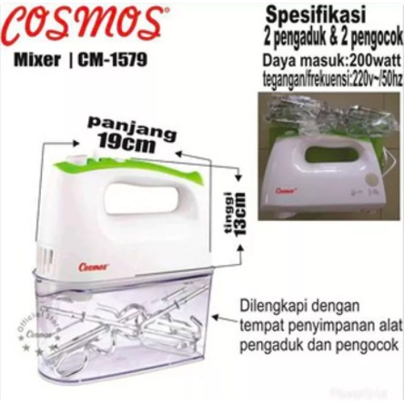 [ Cosmos ] Hand Mixer / Mixer Cosmos 1579 - FREE wadah penyimpanan!