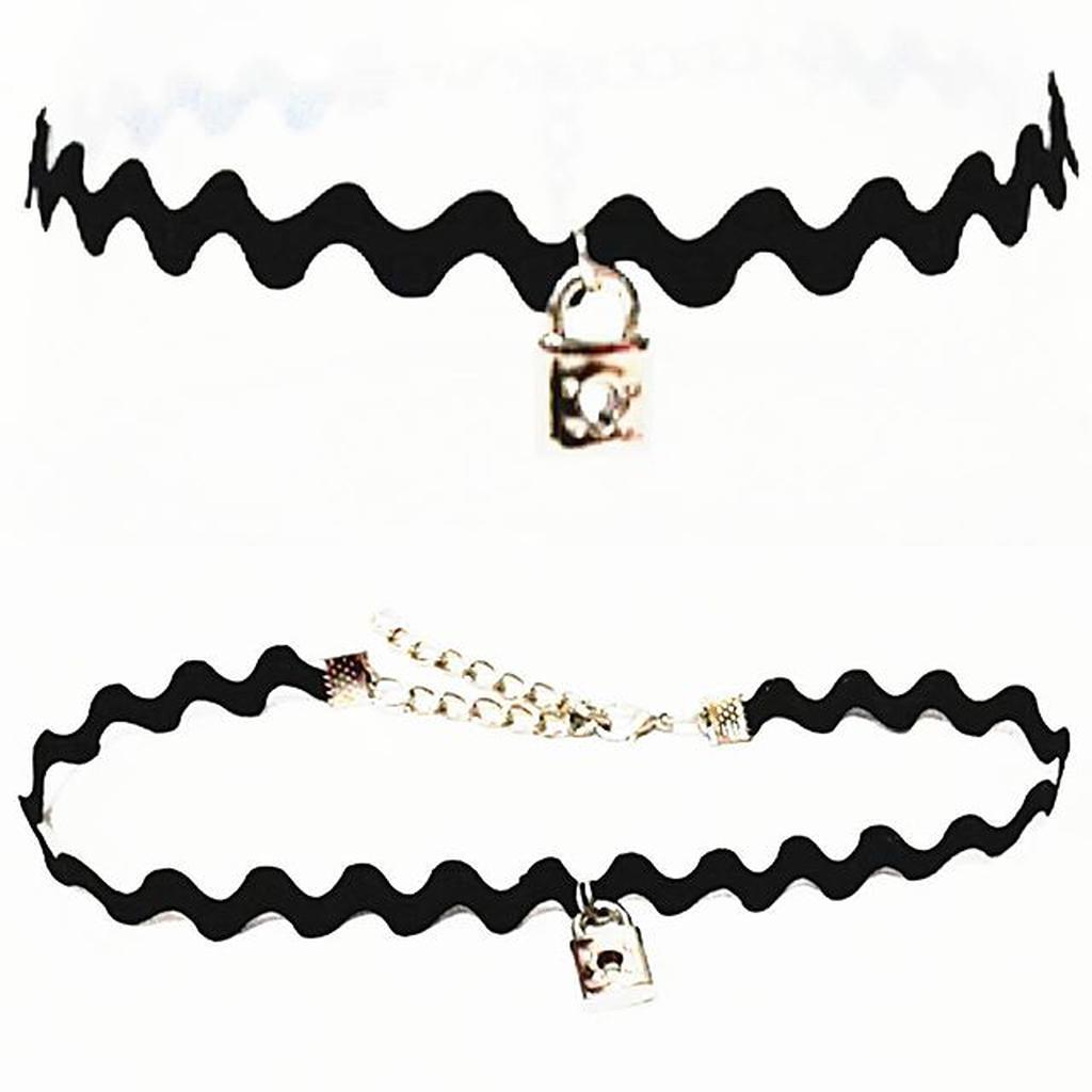 Zigzag Choker Necklace Silver Antique Padlock | Kalung Handmade