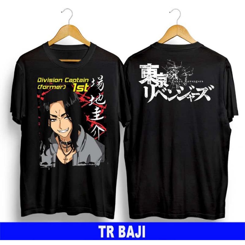 T-shirt Baju Kaos Distro Oblong Pria & Wanita Kaos Anime Revengers Kaos Tr Baji Topi Hitam Polos