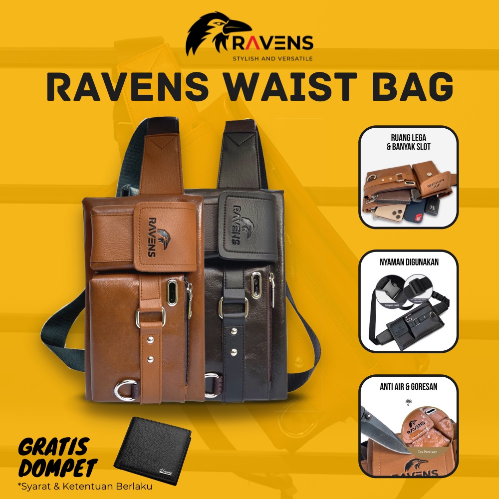 RVNS Tas Selempang Ravens Egsy Gratis Dompet Sling Bag Travel Tas Pria Tas Wanita Tas Punggung