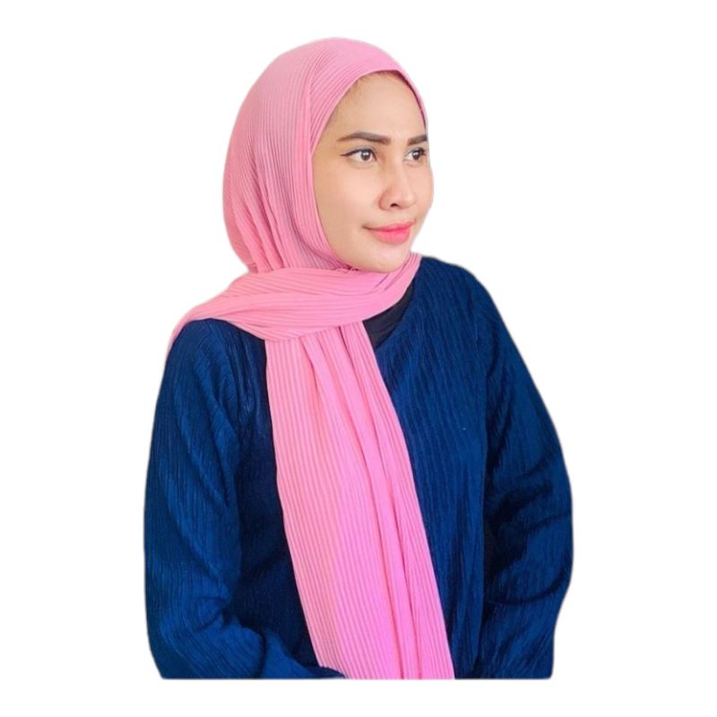 Hijab Pashmina Plisket Shawl/Pashmina Plisket Ceruty Babydool-dustypink