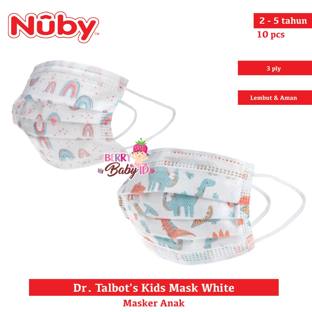 Nuby Dr. Talbot's Disposable Face Mask Masker Anak Earloop 10 pcs Berry Mart