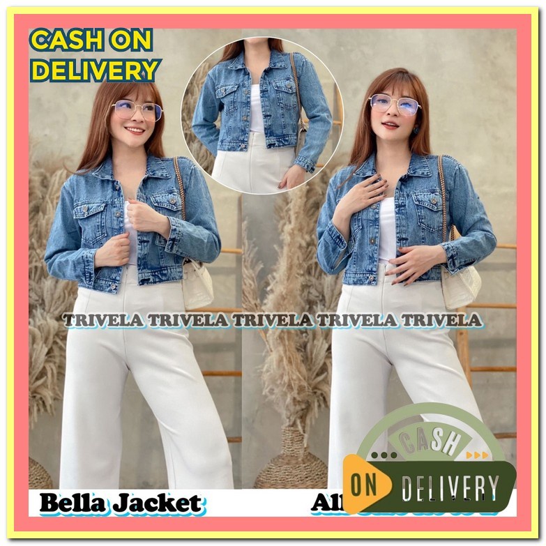 Jaket Jeans Jins Wanita Levis Kekinian Cewek Terbaru 2022 Jaket Wanita Jaket Jeans Crop Bella / Jake