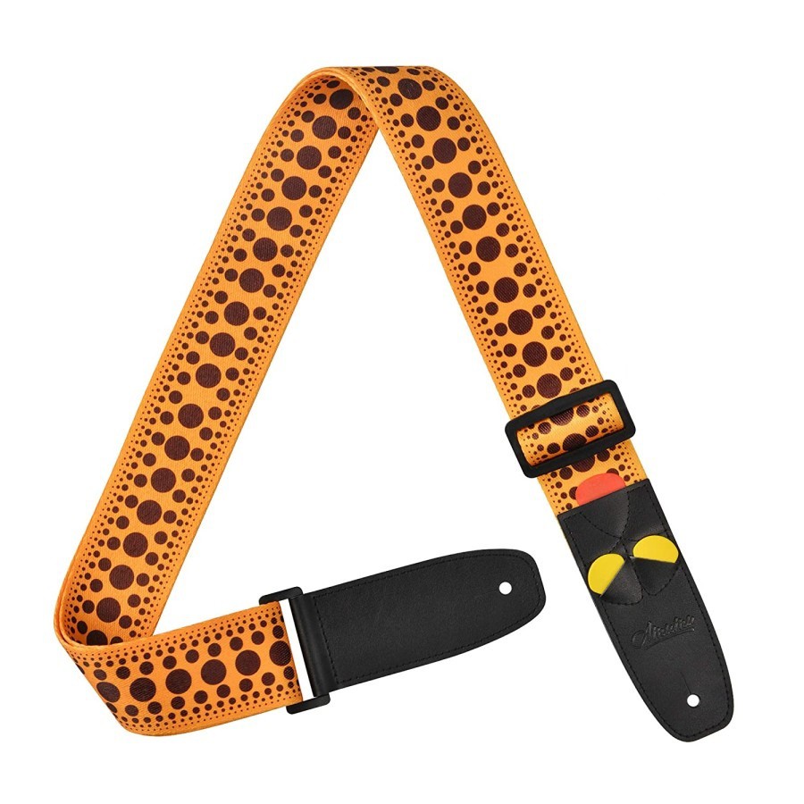 Amumu PC13P-YL Strap Gitar Yellow motif Polka Dots with Pick Holder