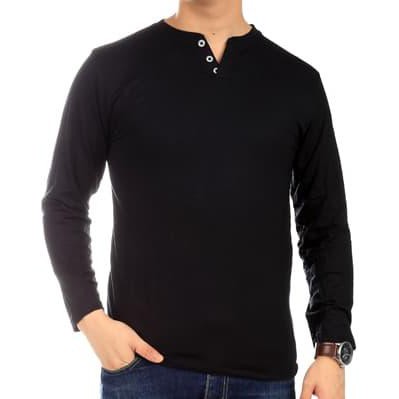Kaos Lengan Panjang Pria VXJ BUTTON BASEBALL