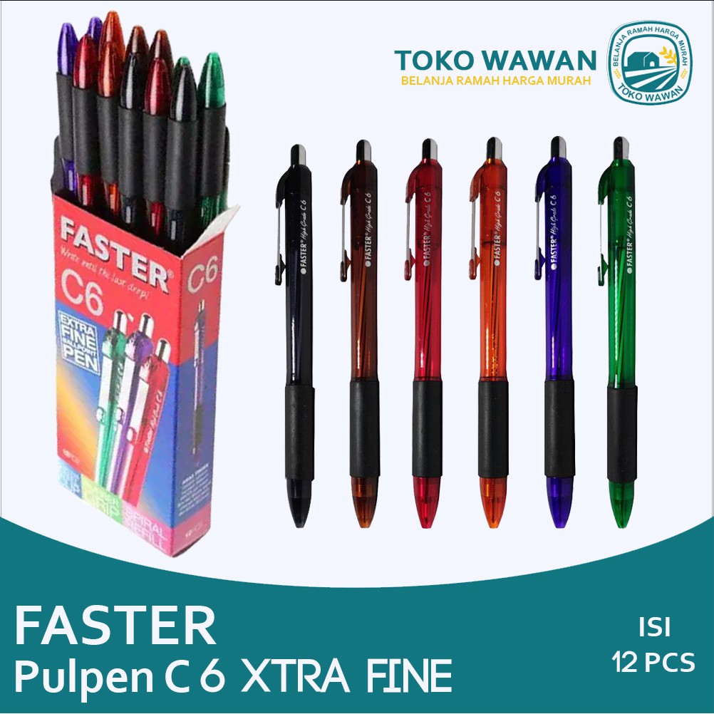 

Pulpen Faster C6 Ballpoint / Pena Pen Bolpen 0.7mm isi 12 PCS